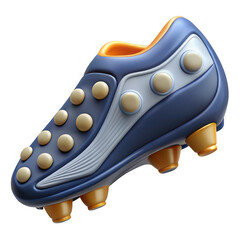 Wall Mural - 3d blue and orange soccer cleat isolated on transparent background