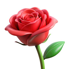Wall Mural - 3d realistic red rose isolated on transparent background