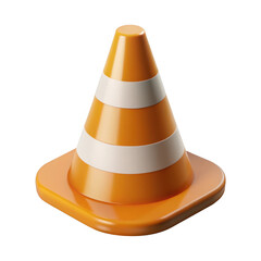 Wall Mural - 3d orange and white traffic cone isolated on transparent background