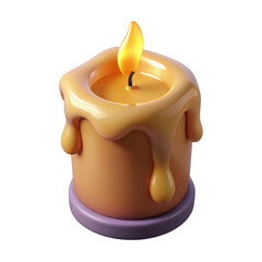 Wall Mural - 3d dripping candle with flame isolated on transparent background