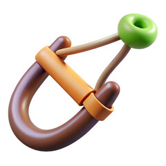 Wall Mural - 3d carabiner with green apple detail isolated on transparent background