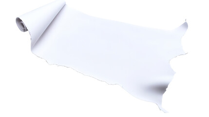 Wall Mural - torn white paper sheet with smooth curl on transparent background