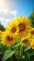 Wall Mural - Vibrant sunflowers in full bloom, basking in the summer sun A stunning display of nature's beauty, perfect for adding a touch of sunshine to your projects , flora, garden