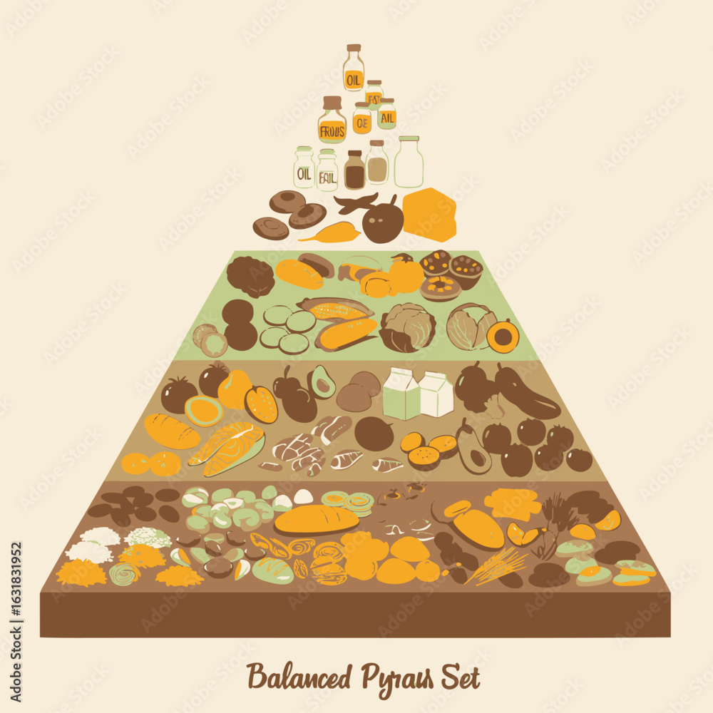 Food Pyramid Format Food pyramid vector illustration showing a balanced diet with healthy ...
