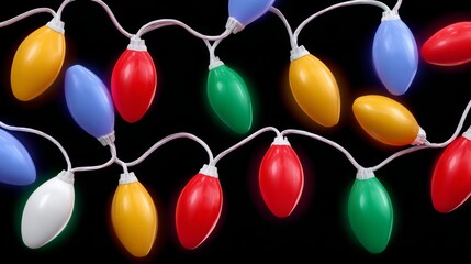 Wall Mural - string of christmas lights with many different colors. the lights are hanging from the ceiling and a