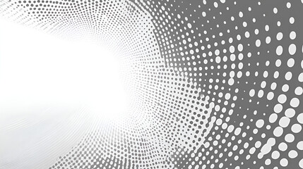 Poster - Grey gradient dotted pattern curving around a white space creating tunnel effect