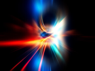 Wall Mural - intricate, glowing concentric circles of blue and gold light spin against a dark background, creatin