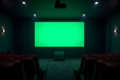 © elyf - Empty Theater with a Green Screen and Rows of Seats
