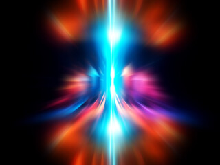Wall Mural - a vibrant, abstract energy burst. intense light streams outwards from a central point, creating a dy