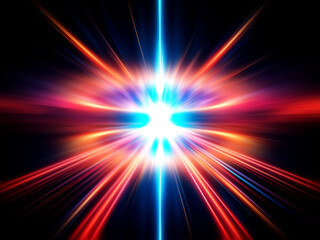 Wall Mural - a vibrant, abstract energy burst. intense light streams outwards from a central point, creating a dy