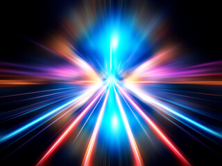 Wall Mural - a vibrant, symmetrical digital artwork depicting a radiant, star-like energy core within a glowing, 