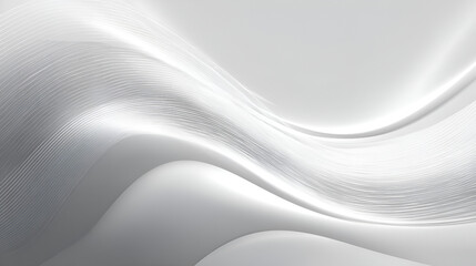 Poster - Abstract white and grey wavy pattern with smooth curves and thin lines