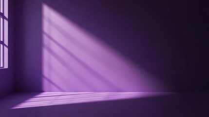 Wall Mural - sunlight streams through window into empty purple room corner.