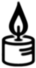 Wall Mural - monochrome dotted halftone design of a candle with a single flame