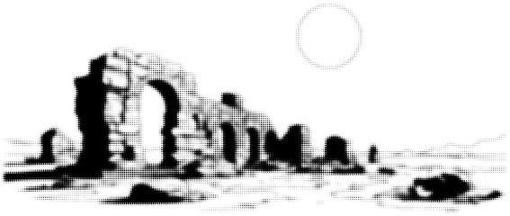 Wall Mural - Monochrome desert scene with rock formations and a sunlit sky