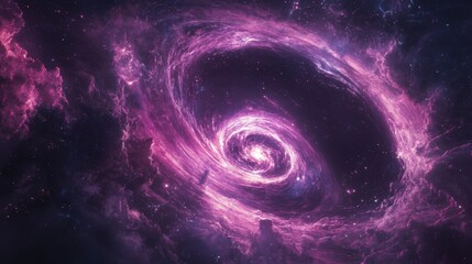 Wall Mural - purple swirling nebula in space.