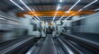 © Christian ezra - Fast Paced Industrial Factory Interior With Motion Blur, Gray Machinery And Bright Lighting, Blurred Background