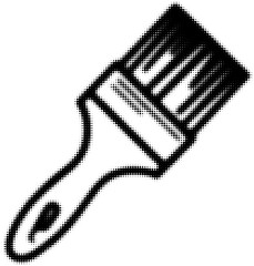 Wall Mural - halftone black and white illustration of a paintbrush with a wooden handle