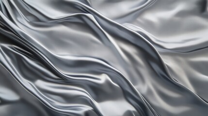 Wall Mural - abstract silver fabric with soft waves and folds, luxurious texture background.