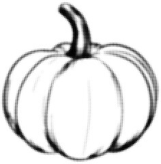 Wall Mural - black and white dot art illustration of a pumpkin with detailed lines