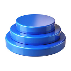 3d blue tiered display stand isolated on transparent background