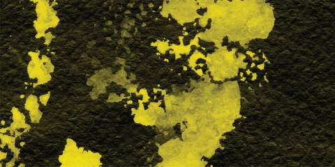 Wall Mural - abstract grunge texture with yellow splatters against a dark green background for creative design pr
