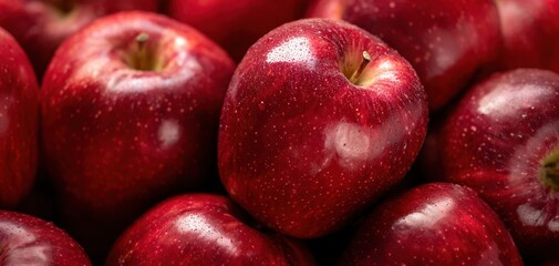 Wall Mural - The vibrant red apples showcasing their glossy surface and rich texture.