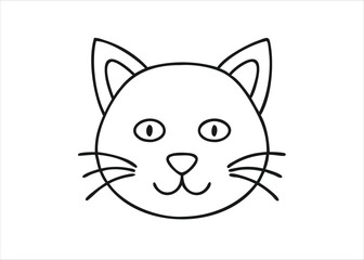 Wall Mural - charming feline facial outline art in a simple black and white design isolated on white background