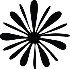 Aufkleber - Abstract black silhouette of a starburst or flower with elongated petals radiating outward