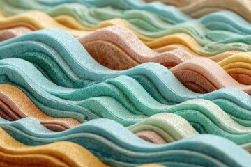 Wall Mural - Abstract textured waves in soft pastel colors creating a mesmerizing pattern.