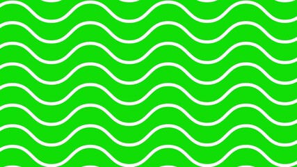 Wall Mural - Animated white wavy lines. Linear background. Decorative pattern. Looped video. Vector illustration isolated on green background.