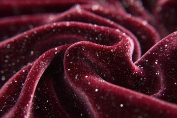 Poster - Close-up of Luxurious Dark Red Velvet Fabric with Shimmering Glitter Texture