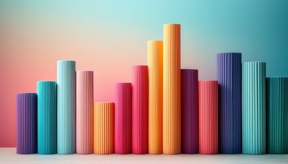 Wall Mural - abstract minimalist composition with vertical bars in vivid colors against soft background for creative business and design concepts