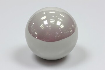 Poster - A smooth, spherical object with a glossy white surface and iridescent pink sheen.