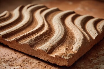 Poster - Textured terracotta surface with elegant wavy patterns and earthy tones.