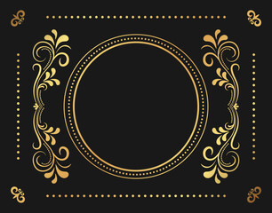 Wall Mural - golden vintage frame. gold gradient border. glowing shiny element for photo, cadre, poster, card. re