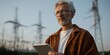 © Andrii Zastrozhnov - Mature caucasian male engineer with tablet at power station