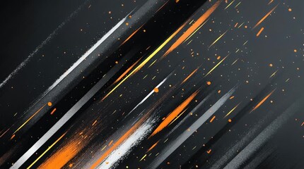 Poster - Dynamic Matte Black Sports Background with Diagonal Streaks in Vibrant Colors for Energetic Visual Appeal