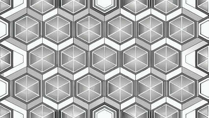 Poster - Front view of the surface with hexagonal pattern. white hexagon shapes made of rhombus shapes arranged in repeating pattern.
