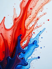 Wall Mural - vibrant abstract watercolor painting illuminated soft diffused light showcasing bold red blue splatt