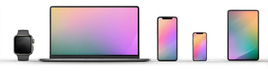 Digital Devices Displaying Gradient Colors
