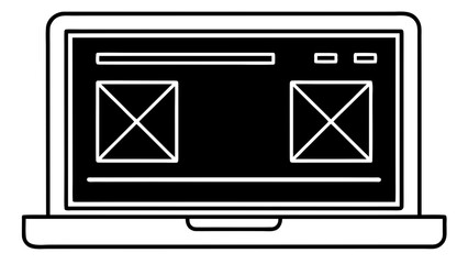 Black and White Laptop Wireframe U I Design Mockup