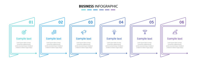 Wall Mural - business vector infographic design template with icons and 6 options or steps. can be used for proce