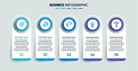 Wall Mural - business infographic template with 5 options or steps. can be used for workflow layout, diagram, ann
