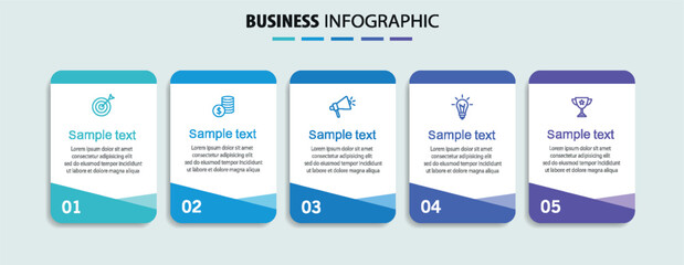 Wall Mural - business infographic template with 5 options or steps. can be used for workflow layout, diagram, ann
