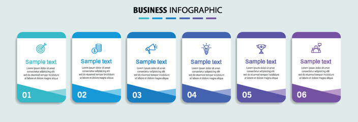 Wall Mural - business vector infographic design template with icons and 6 options or steps. can be used for proce