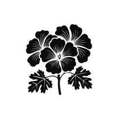 Poster - Black flower design with leaves for decorative graphics