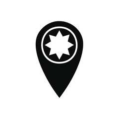 Poster - Map pin with eight pointed star icon, location symbol