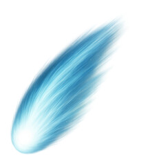 Wall Mural - glowing blue comet with a bright tail and dynamic motion effect on transparent background.