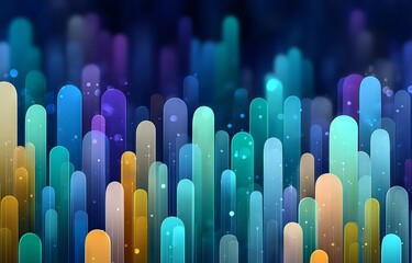 Poster - A blue background with a bunch of dots in the middle. The dots are connected to each other in a way that they form a line. The image has a futuristic and abstract feel to it